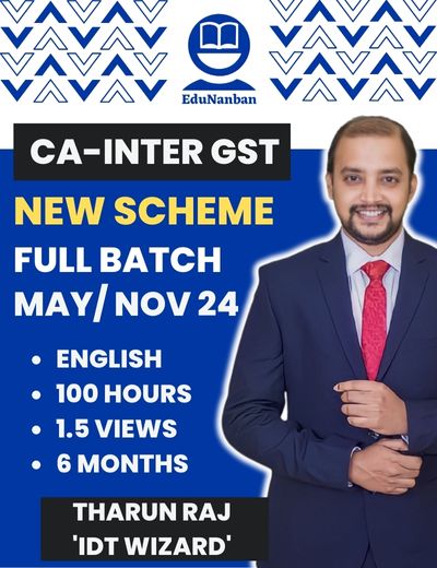 CA Inter GST Classes for May/ Nov 24 (Full Batch) (Paper 3B) (Pre Order)